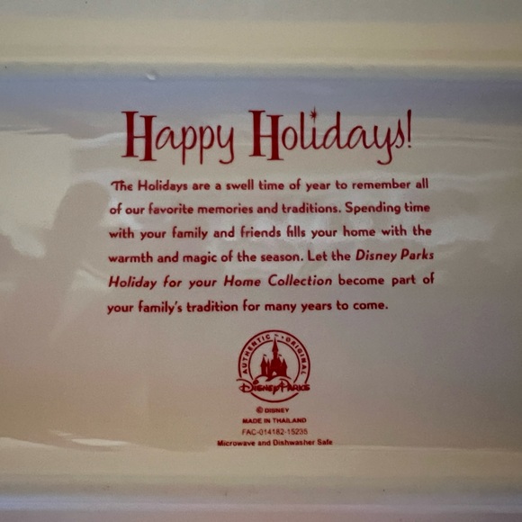 Disney Parks Mickey and Minnie Mouse Ornament Holiday Ceramic Tray - Picture 4 of 6